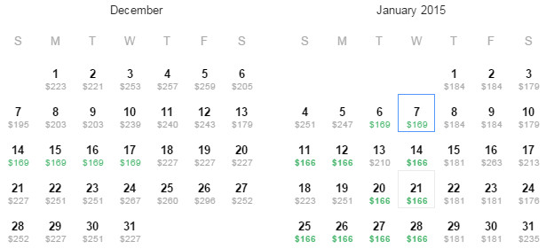 Flight Availability: Dallas to Las Vegas as of 1:06AM on 11/22/14.