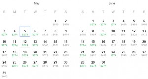 Flight Availability: Dallas to Saint Thomas as of 8:06 PM on 4/16/2015.