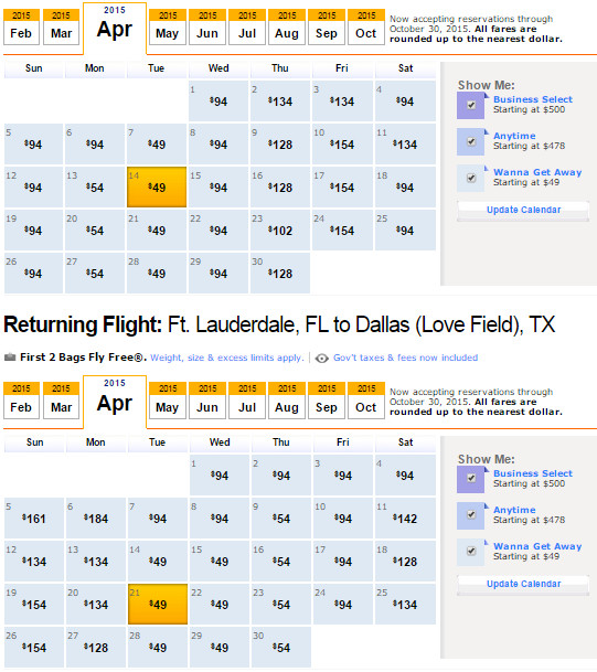 Cheap Flights: Dallas to Fort Lauderdale $98 r/t - Southwest