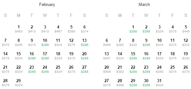 Flight Availability: Dallas to Vancouver or Toronto as of 3:14 PM on 1/29/16.