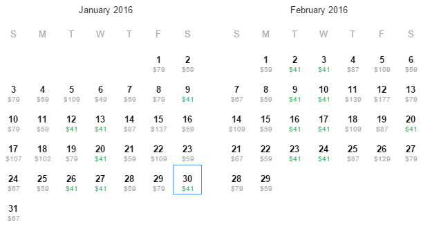 Flight Availability: Departing Dallas to Las Vegas as of 12:31 PM on 12/18/15.