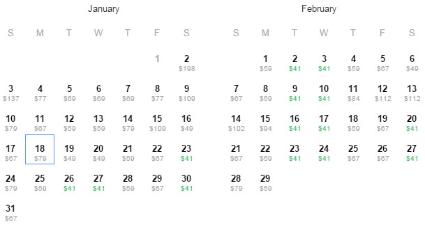 Flight Availability: Returning to Dallas from New York as of 1:53 PM on 01/02/16.