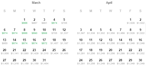 Flight Availability: Dallas to Vienna as of 9:27 PM on 1/4/16.