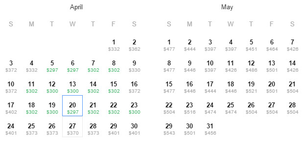 Flight Availability: Dallas to San Juan as of 10:39 AM on 2/4/16.