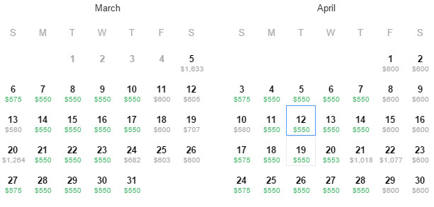 Flight Availability: Dallas to Tokyo as of 9:54 PM on 3/5/16.