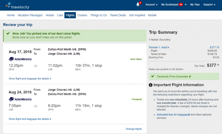 Cheap Flights: Dallas to Lima, Peru $378 r/t - Aeromexico