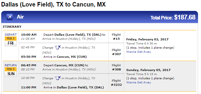 google flights dallas to cancun