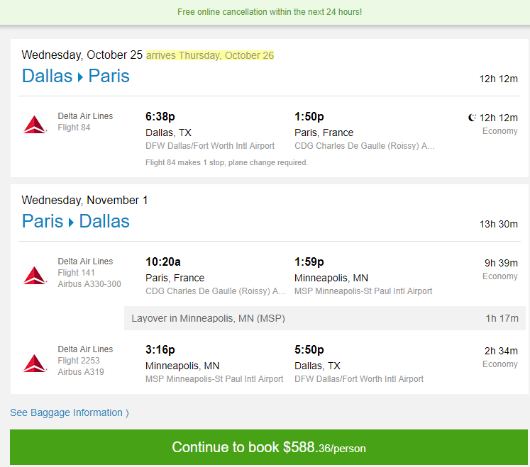 dallas paris cheap skyteam flights delta priceline fare able pull taken screenshot pm