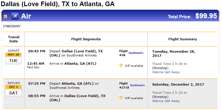 Nonstop Flights Dallas to from Atlanta 100 r t Southwest