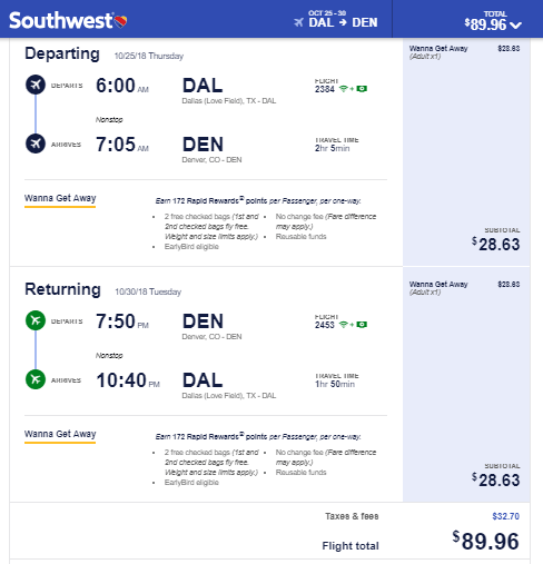 Nonstop Flights Dallas to from Denver or Chicago 90 r t Southwest