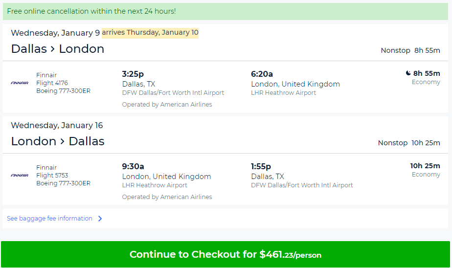 Nonstop Flights Dallas to London 436 462 r t Finnair American