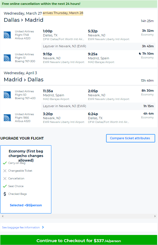 Cheap Flights: Dallas to Madrid or Barcelona $331-$385 - United + Alliance