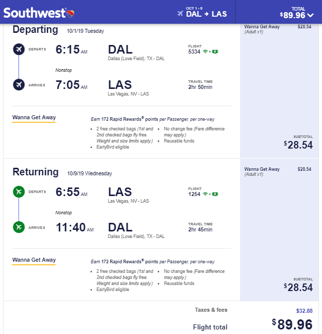 Nonstop Flights Dallas to from Las Vegas 90 r t Southwest