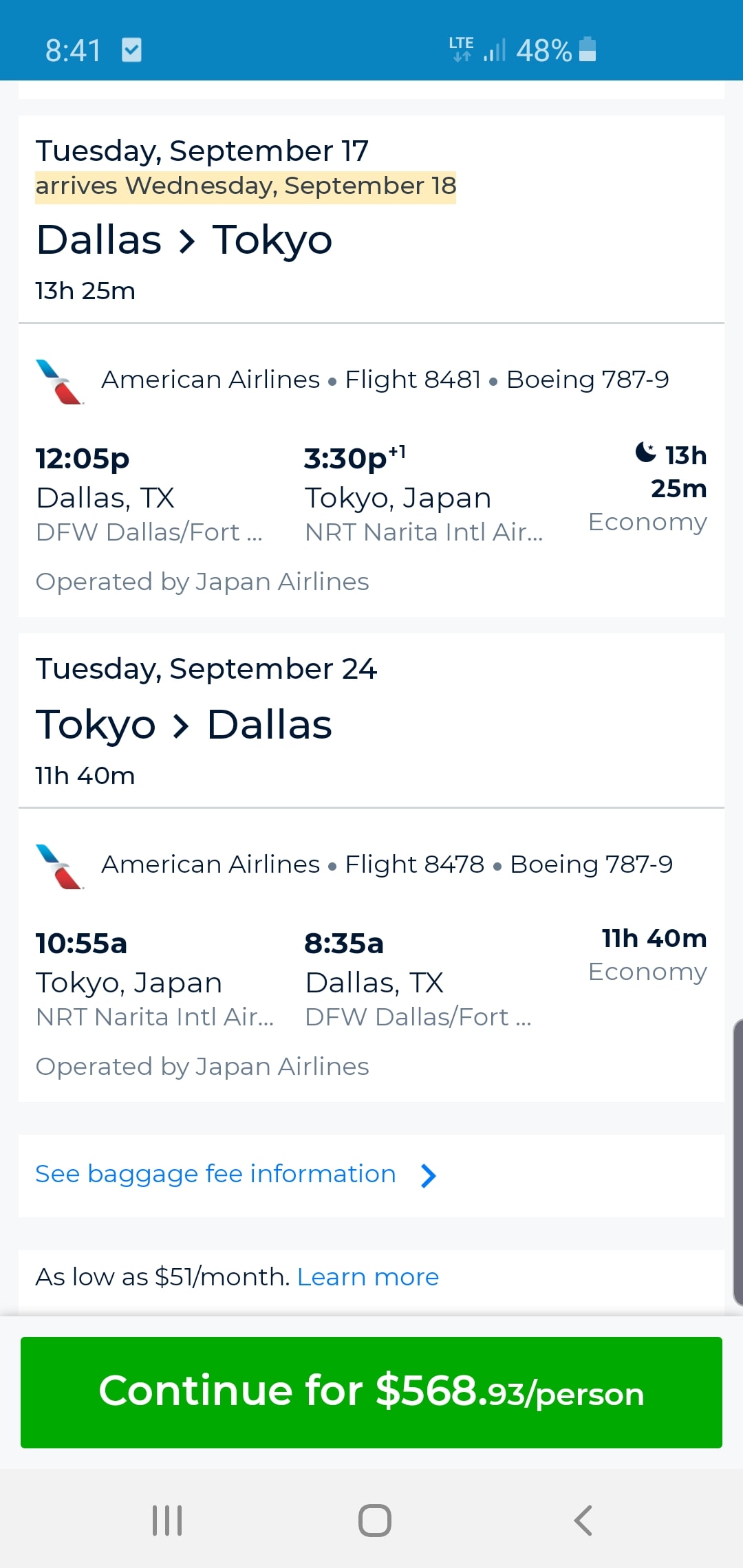 distance between tokyo and dallas