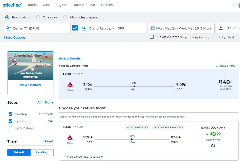 Cheap Flights Dallas to/from Grand Rapids 141 r/t [FebruaryMay] Delta