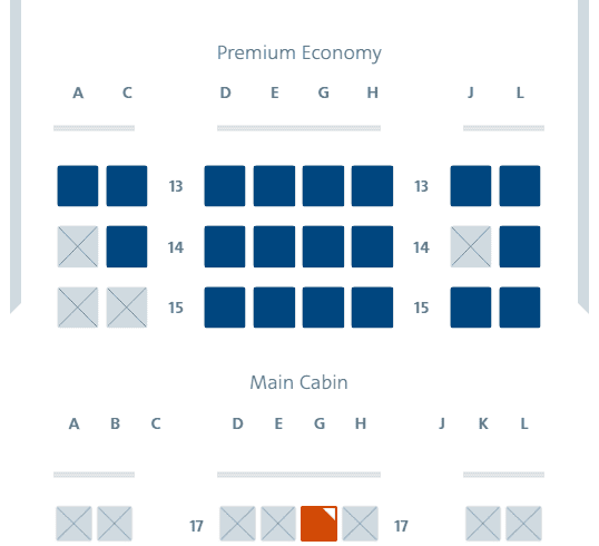 Example of the Premium Cabin seat-map.